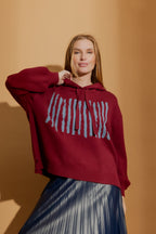 Burgundy Lines Hoodie Burgundy S