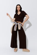 Chocolate Tencel V-Neck T-Shirt