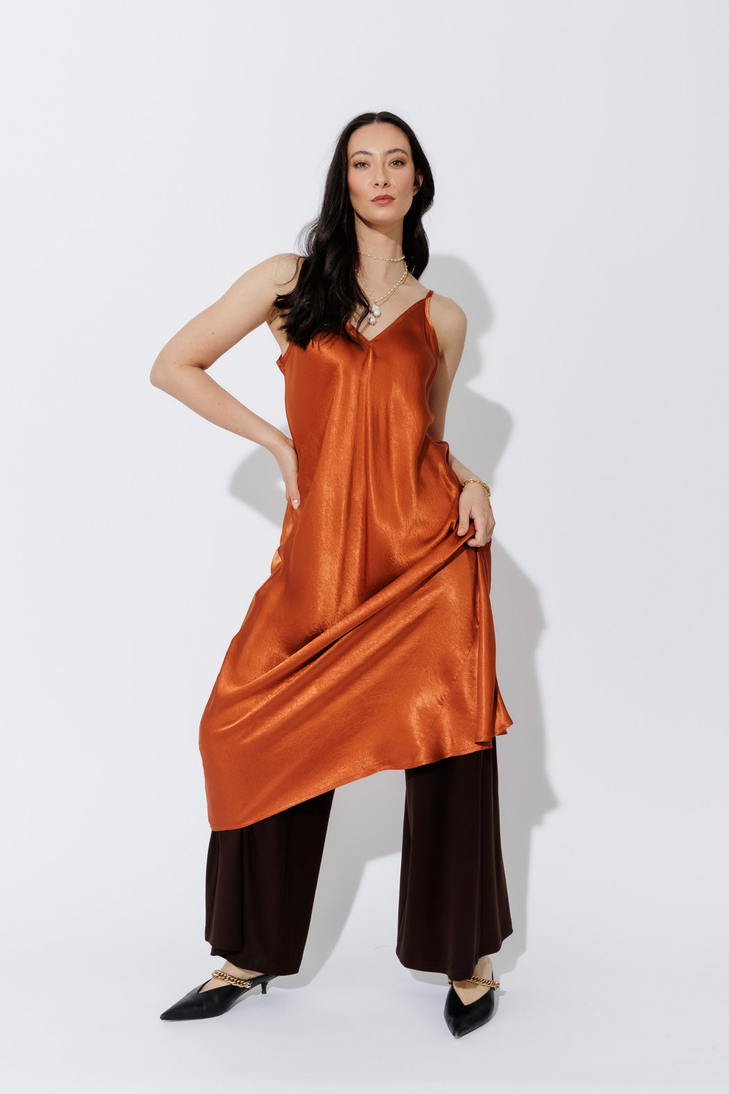 Rust Gloss Bias Dress