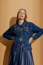 Dark Denim Embroided Jacket Dark Denim