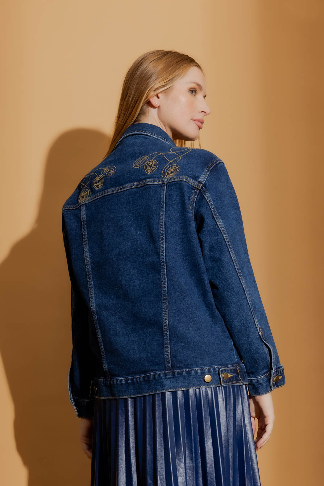 Dark Denim Embroided Jacket Dark Denim