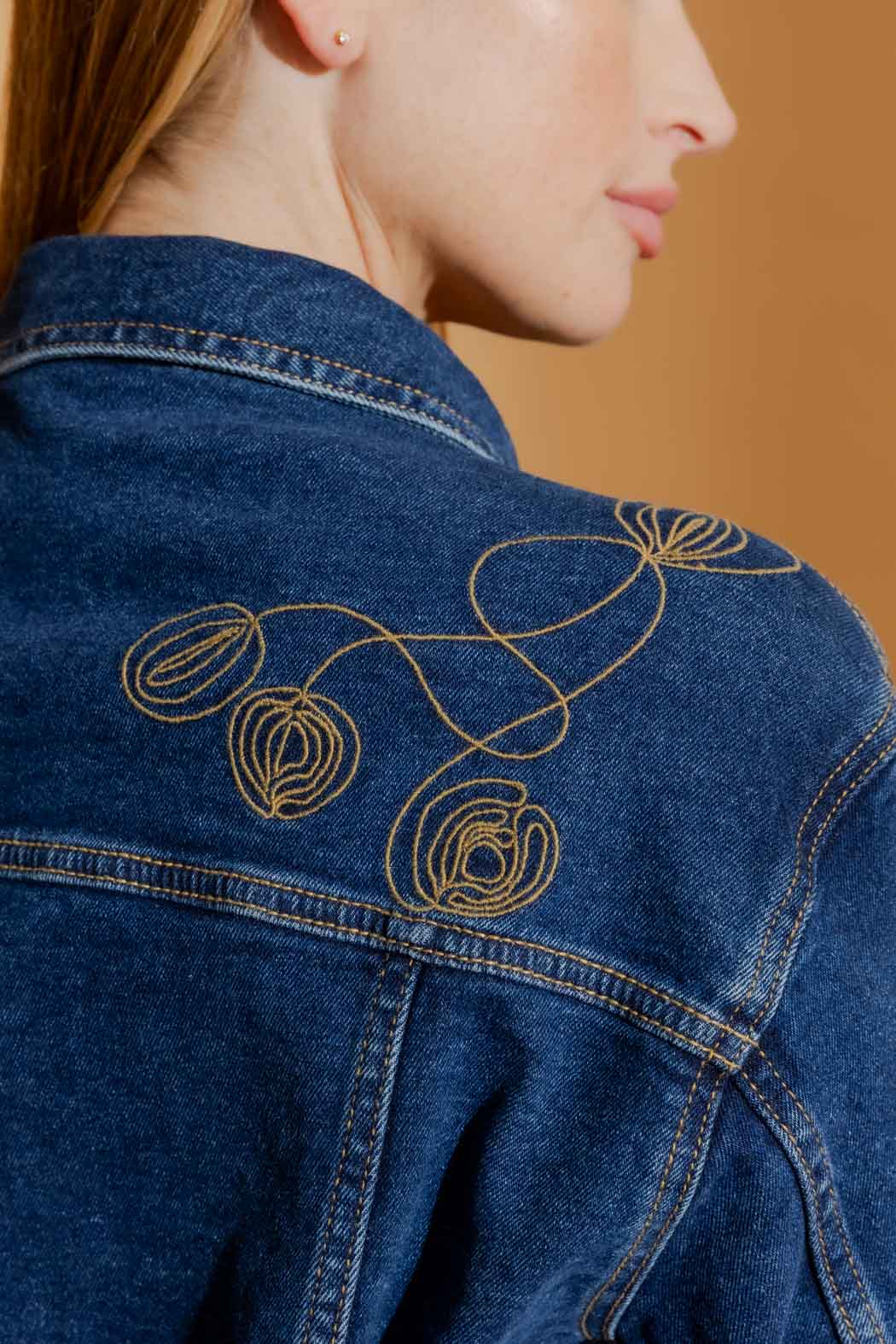 Dark Denim Embroided Jacket Dark Denim