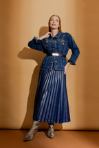 Dark Denim Embroided Jacket Dark Denim