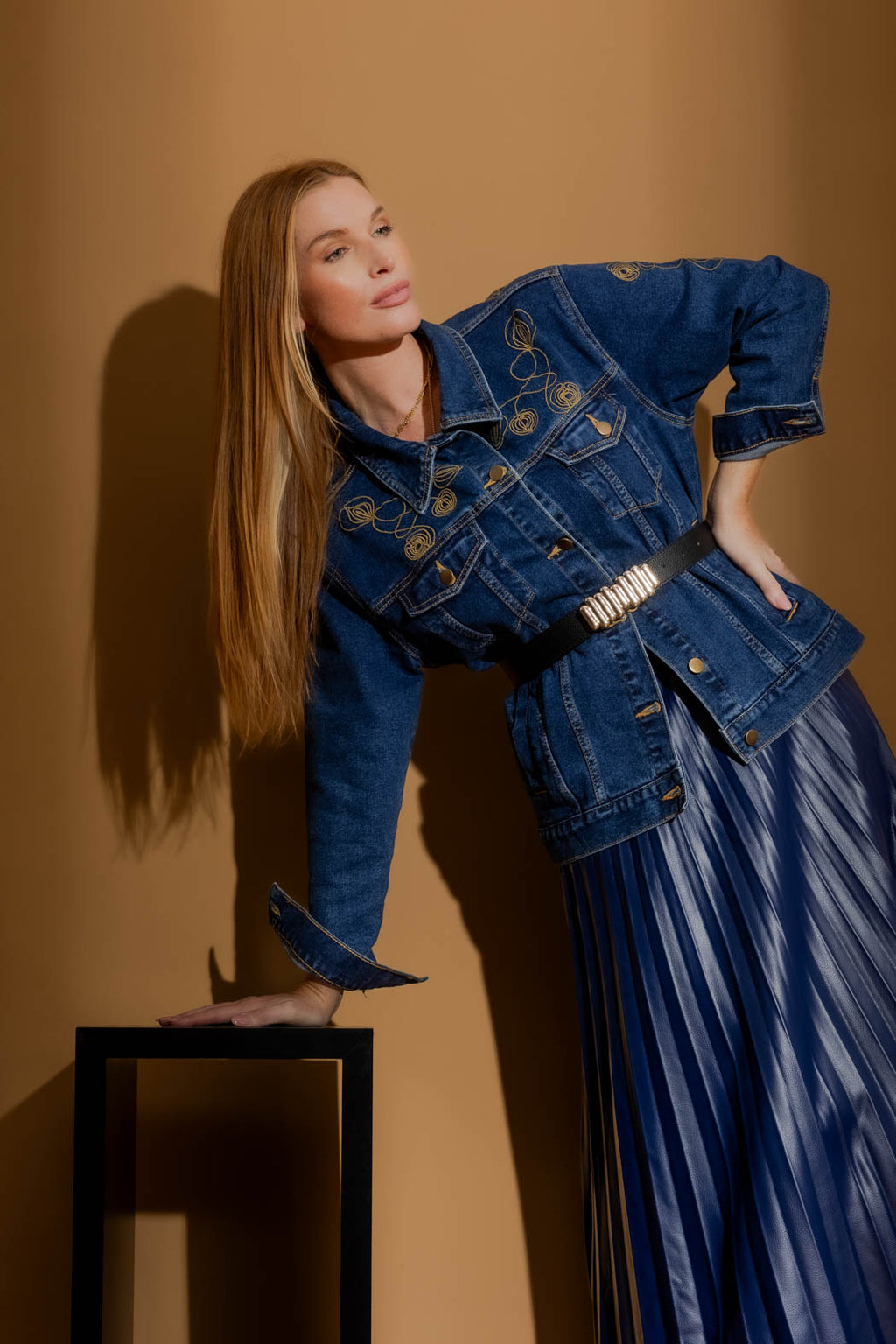 Dark Denim Embroided Jacket Dark Denim