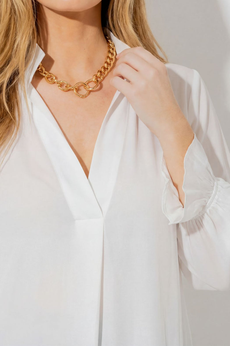 White Silky Femme Blogger Shirt