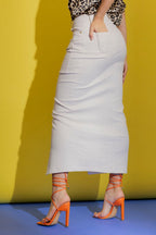 Beige Stripe Cargo Skirt Beige Stripe