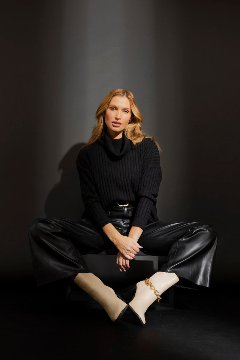 Black Cowl Neck Jumper Black S/M