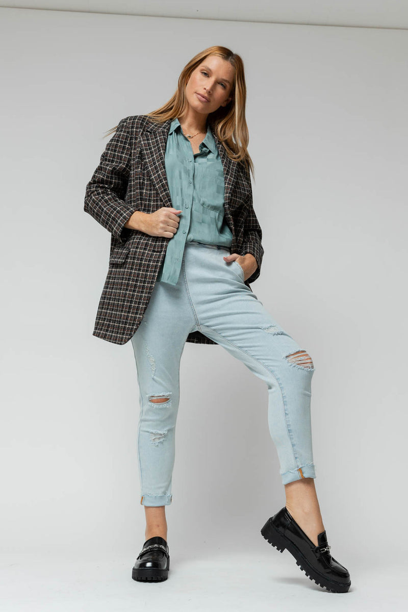 Light Denim Drawstring Jean