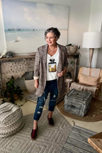 Beige Check Oversized Blazer