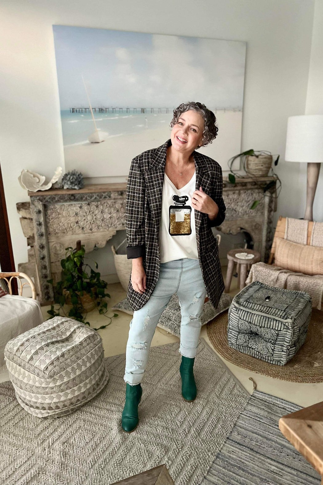 Black Check Oversized Blazer