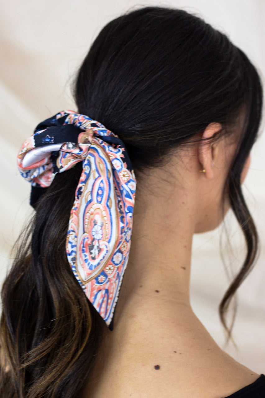 Pink Paisley Floral Scrunchie
