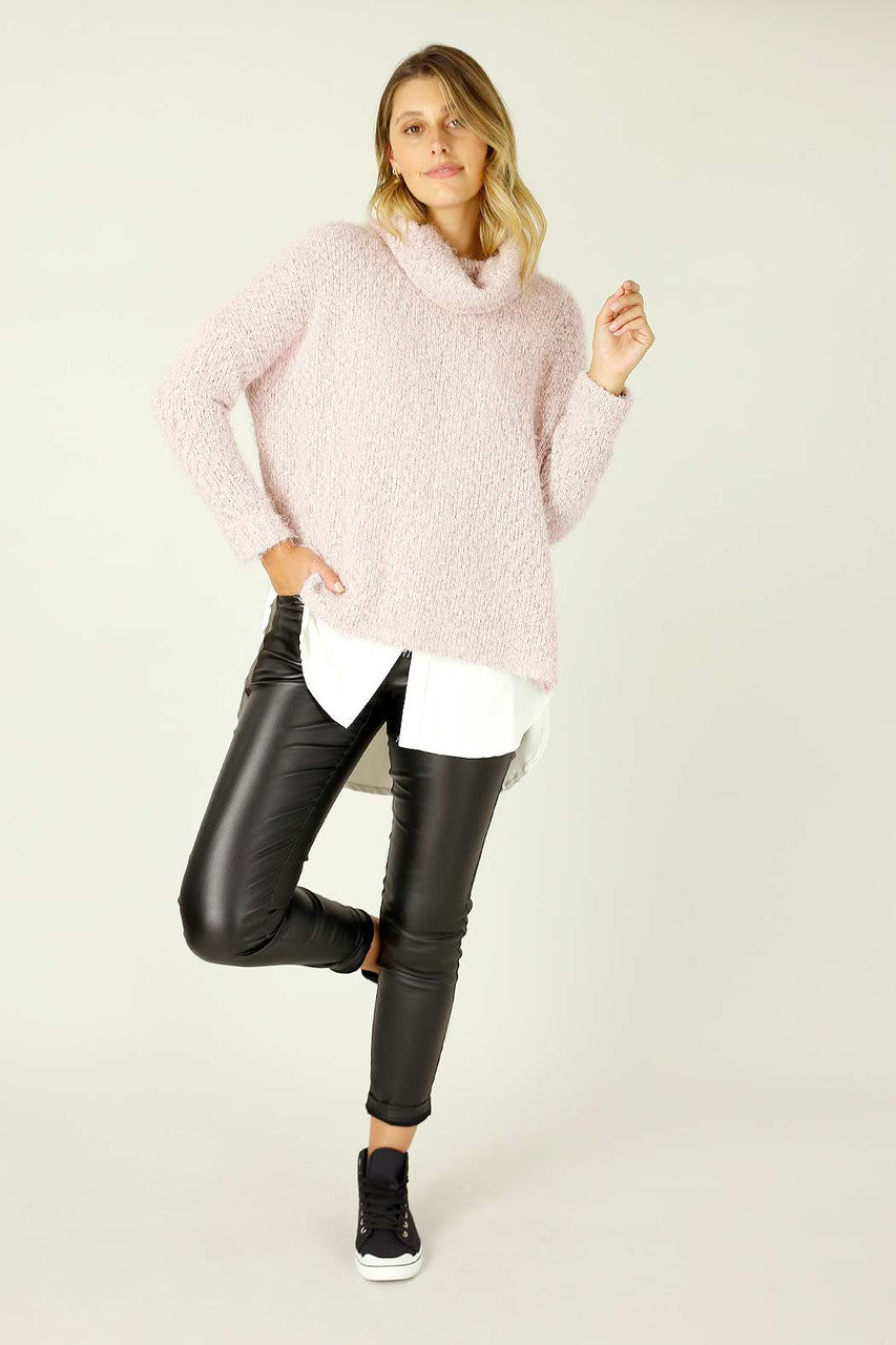 Pink Fluffy Turtle Neck Jumper - SALE