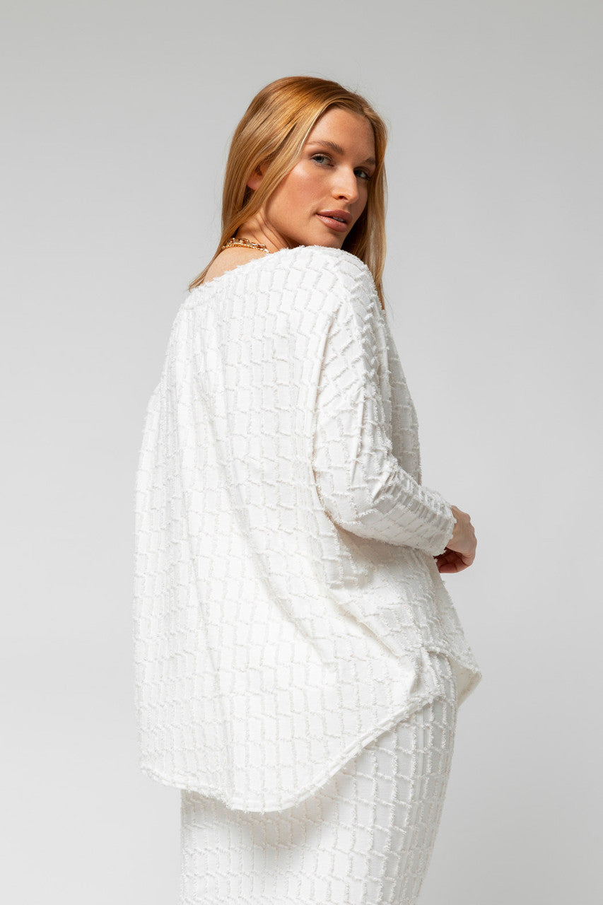 Ivory Shimmer Knit V Neck Jumper