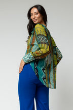 Jade Print Cascade Frill Shirt - Sale