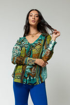 Jade Print Cascade Frill Shirt - Sale