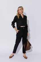 Black Cupro/Linen Milan Blogger Shirt