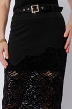 Black Ponte Lace Skirt