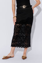 Black Ponte Lace Skirt