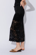 Black Ponte Lace Skirt