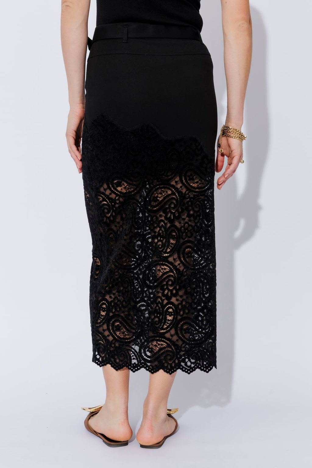 Black Ponte Lace Skirt