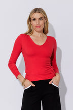Red Tencel Lust Long Sleeve Top