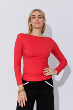 Red Tencel Lust Long Sleeve Top