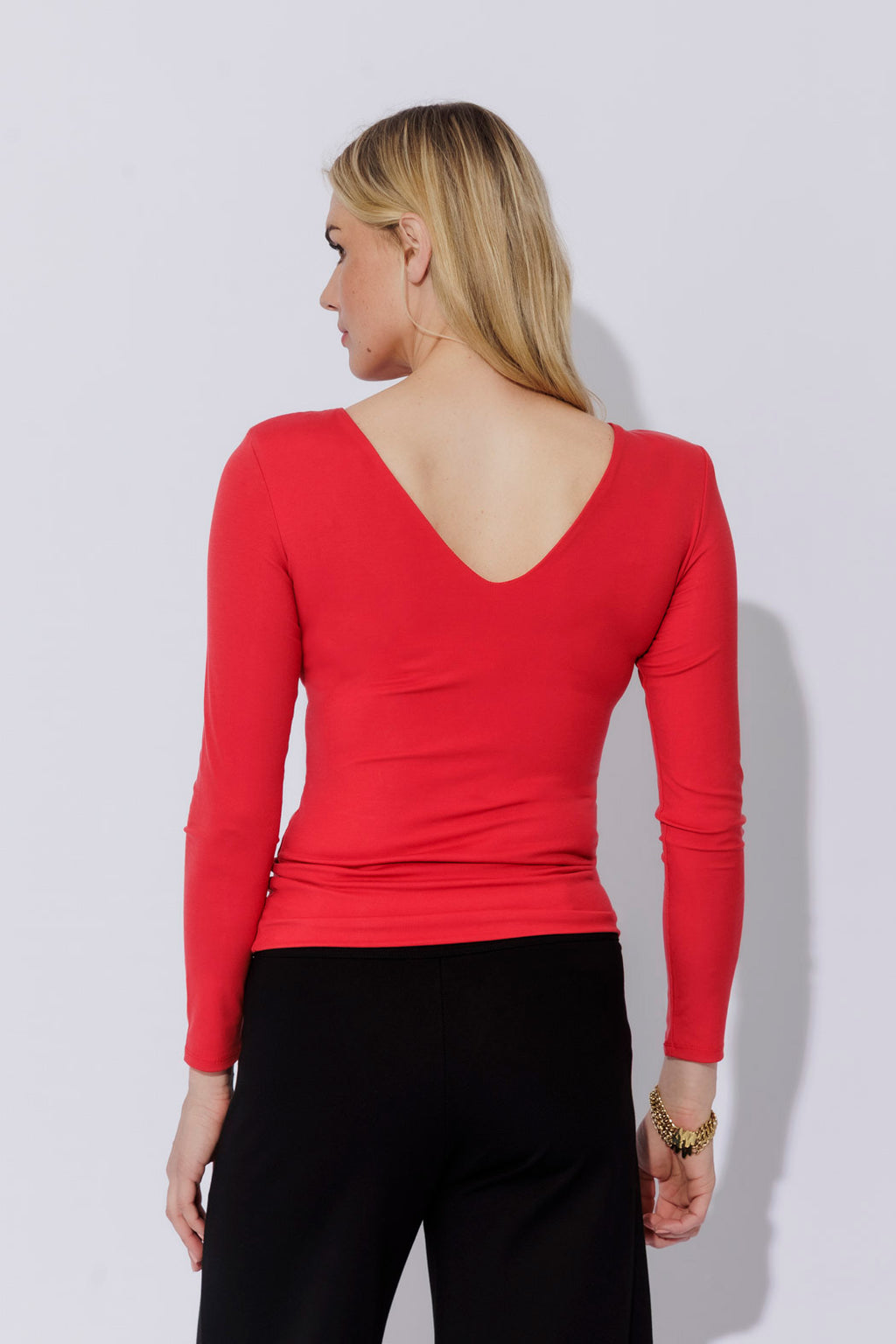 Red Tencel Lust Long Sleeve Top