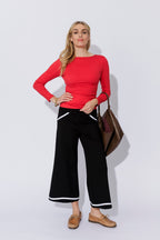 Red Tencel Lust Long Sleeve Top