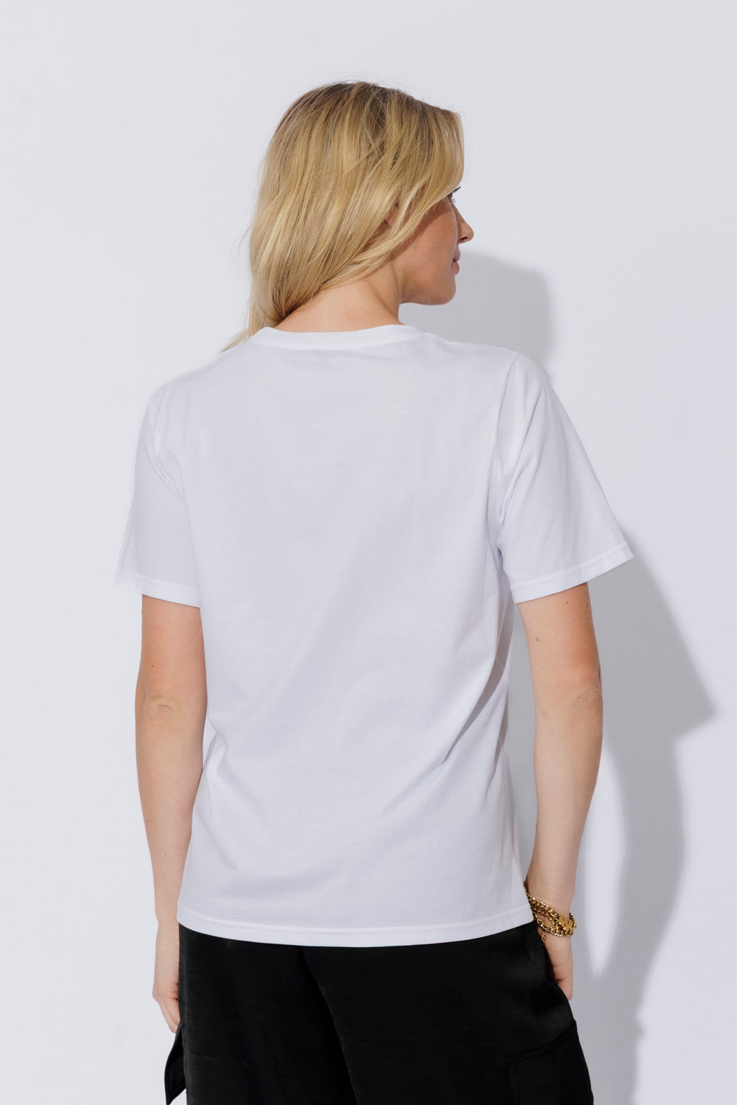White Cotton Embellished T-Shirt