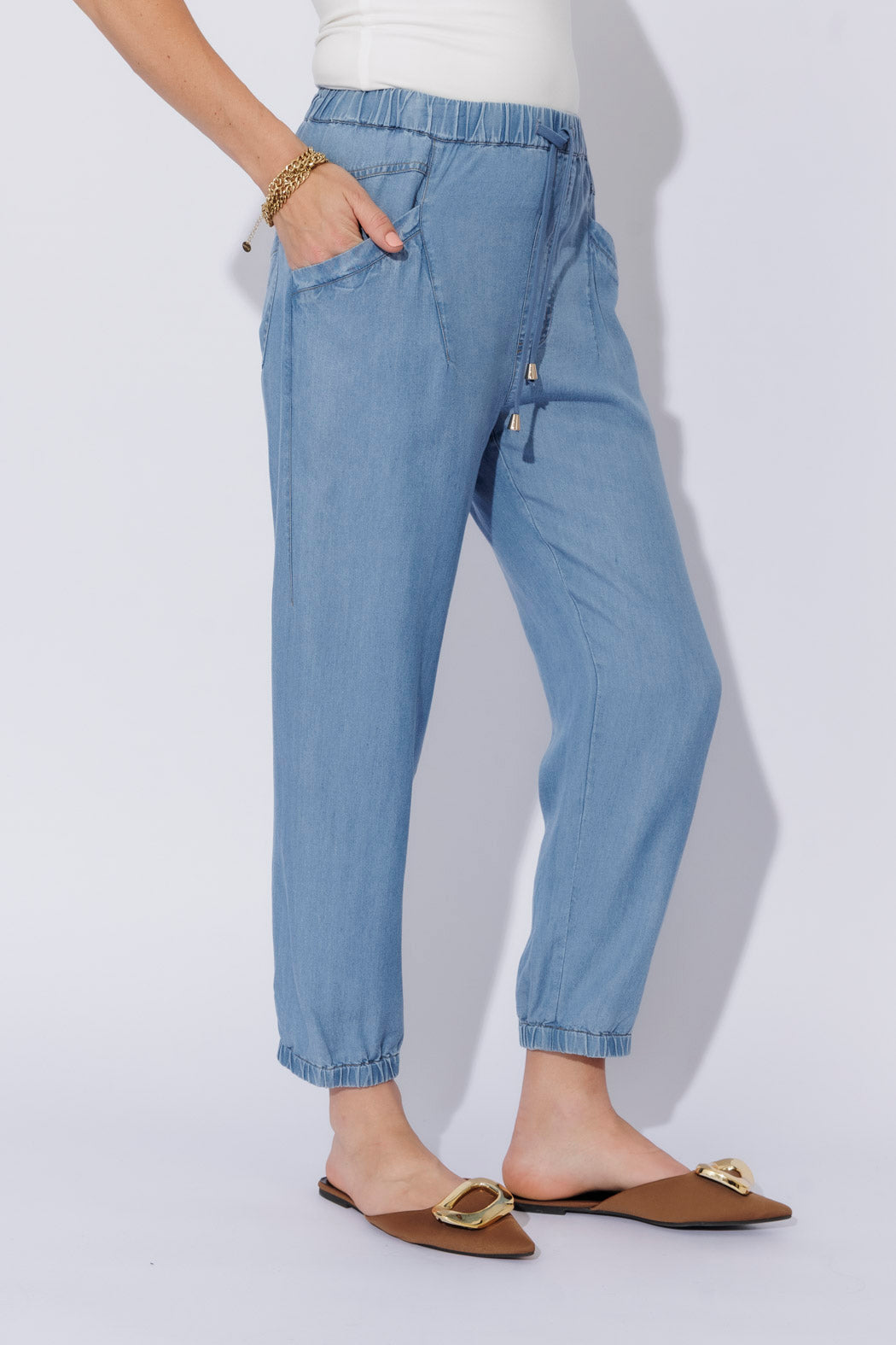 Mid Denim Tencel Jogger Pant