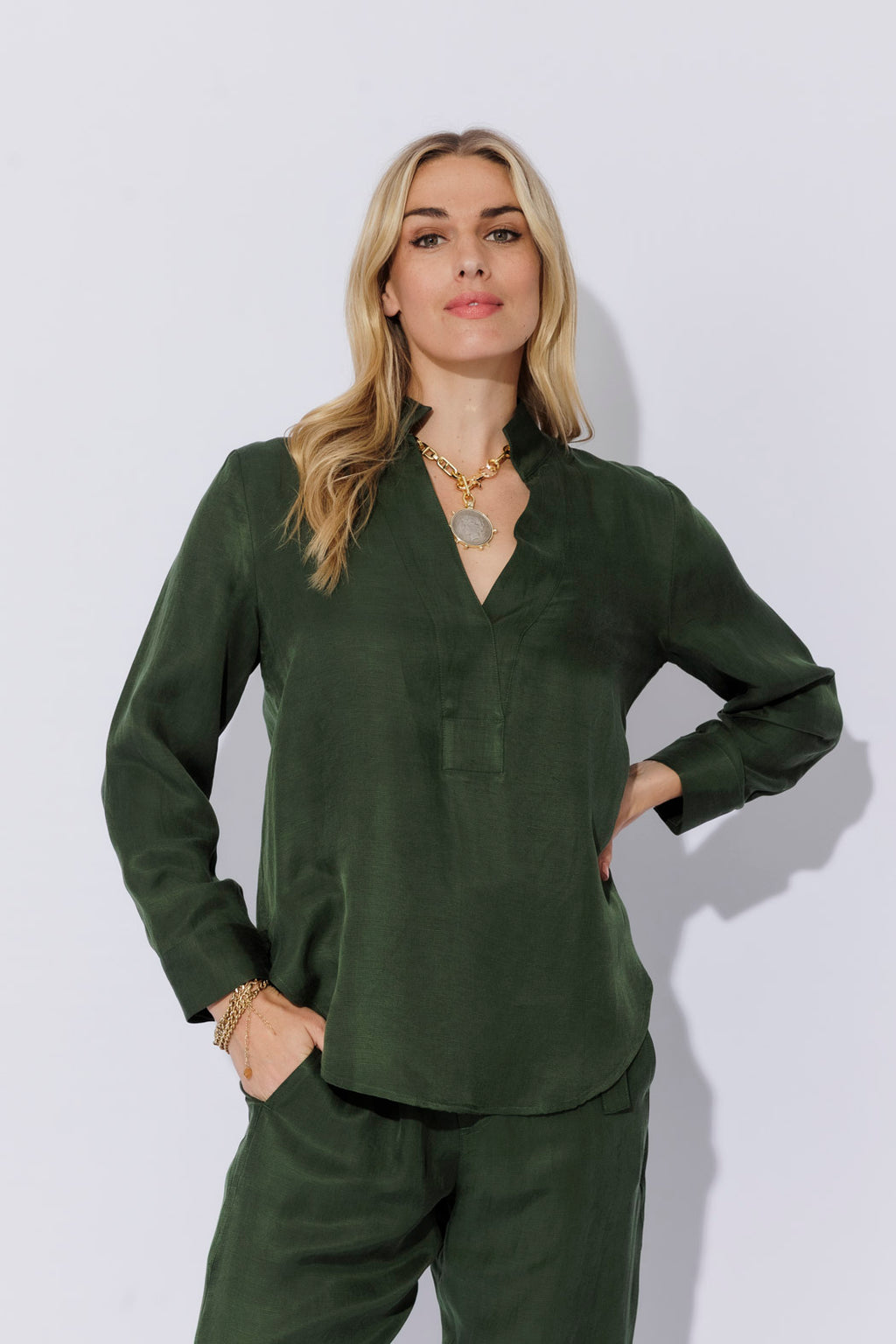 Forest Cupro/Linen Milan Blogger Shirt