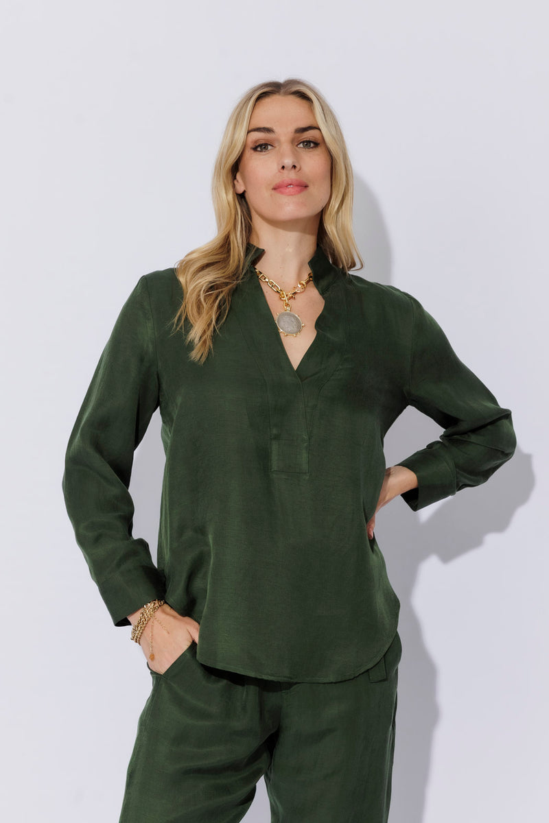 Forest Cupro/Linen Milan Blogger Shirt