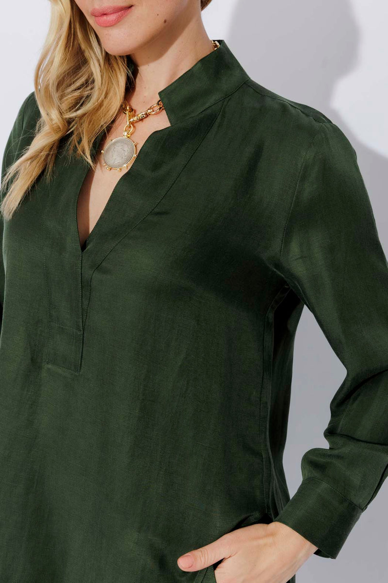 Forest Cupro/Linen Milan Blogger Shirt