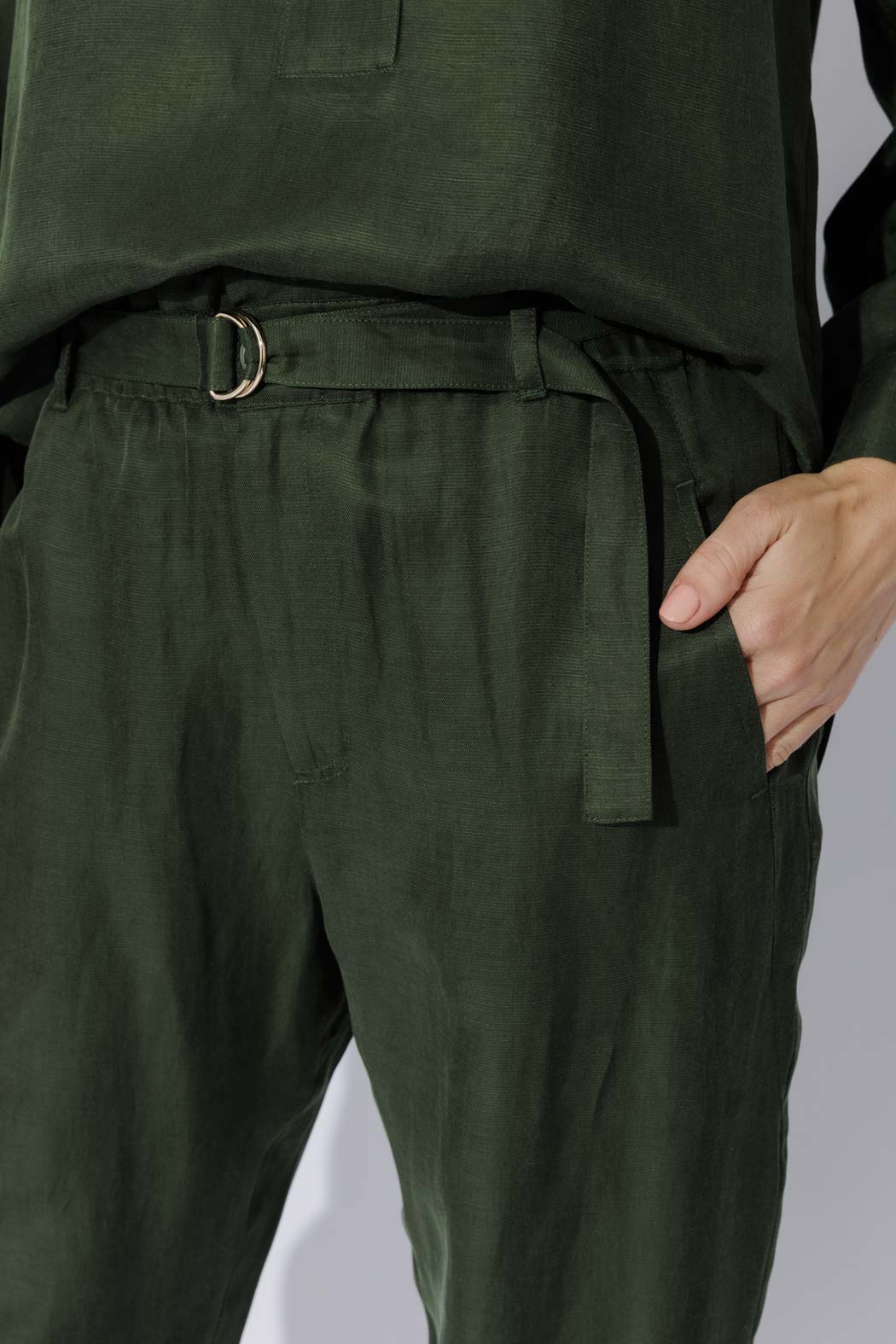 Forest Cupro/Linen Paperbag Pant