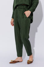 Forest Cupro/Linen Paperbag Pant