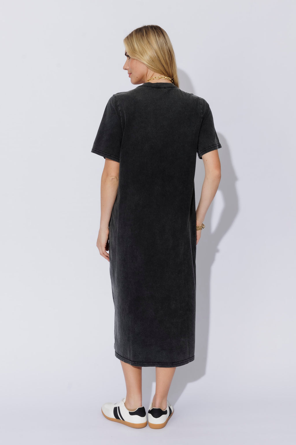Charcoal Washed Cotton Diamante Dress