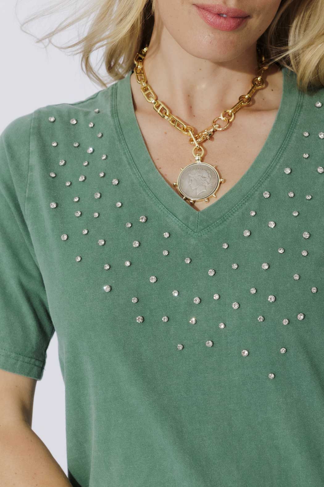 Jade Washed Cotton Diamante Dress