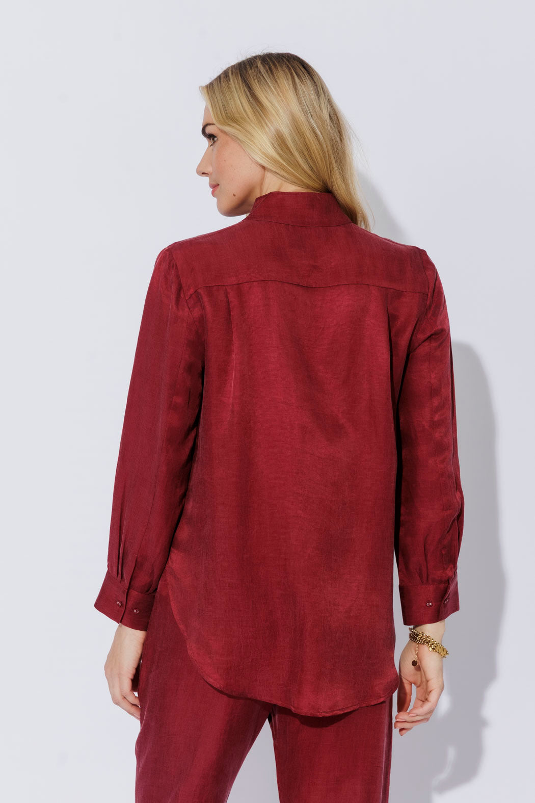 Burgundy Cupro/Linen Milan Blogger Shirt