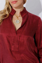 Burgundy Cupro/Linen Milan Blogger Shirt