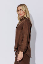 Chocolate Cupro/Linen Milan Blogger Shirt