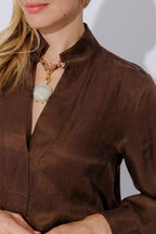 Chocolate Cupro/Linen Milan Blogger Shirt