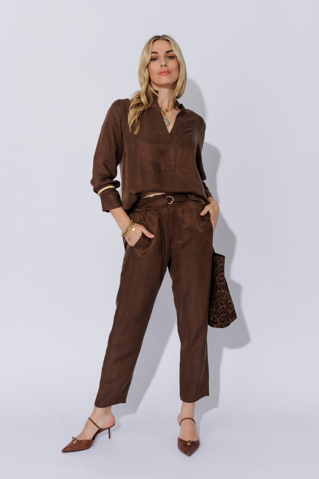 Chocolate Cupro/Linen Milan Blogger Shirt