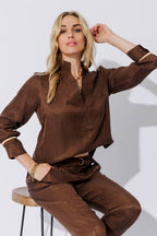 Chocolate Cupro/Linen Milan Blogger Shirt