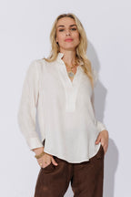 Ivory Cupro/Linen Milan Blogger Shirt