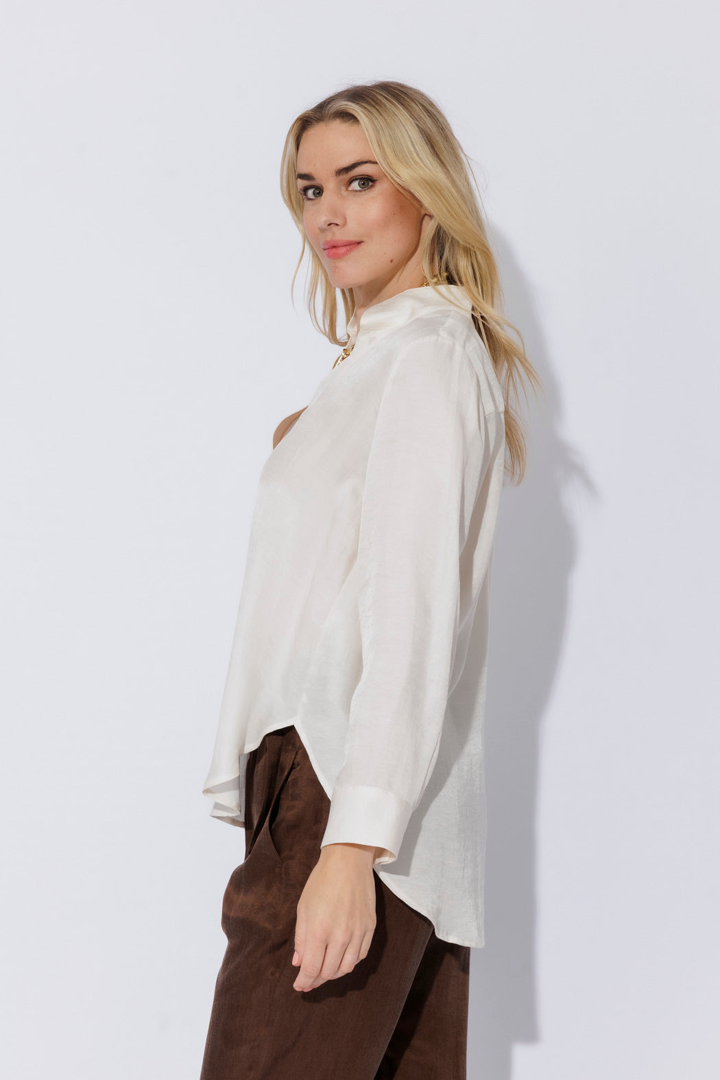 Ivory Cupro/Linen Milan Blogger Shirt