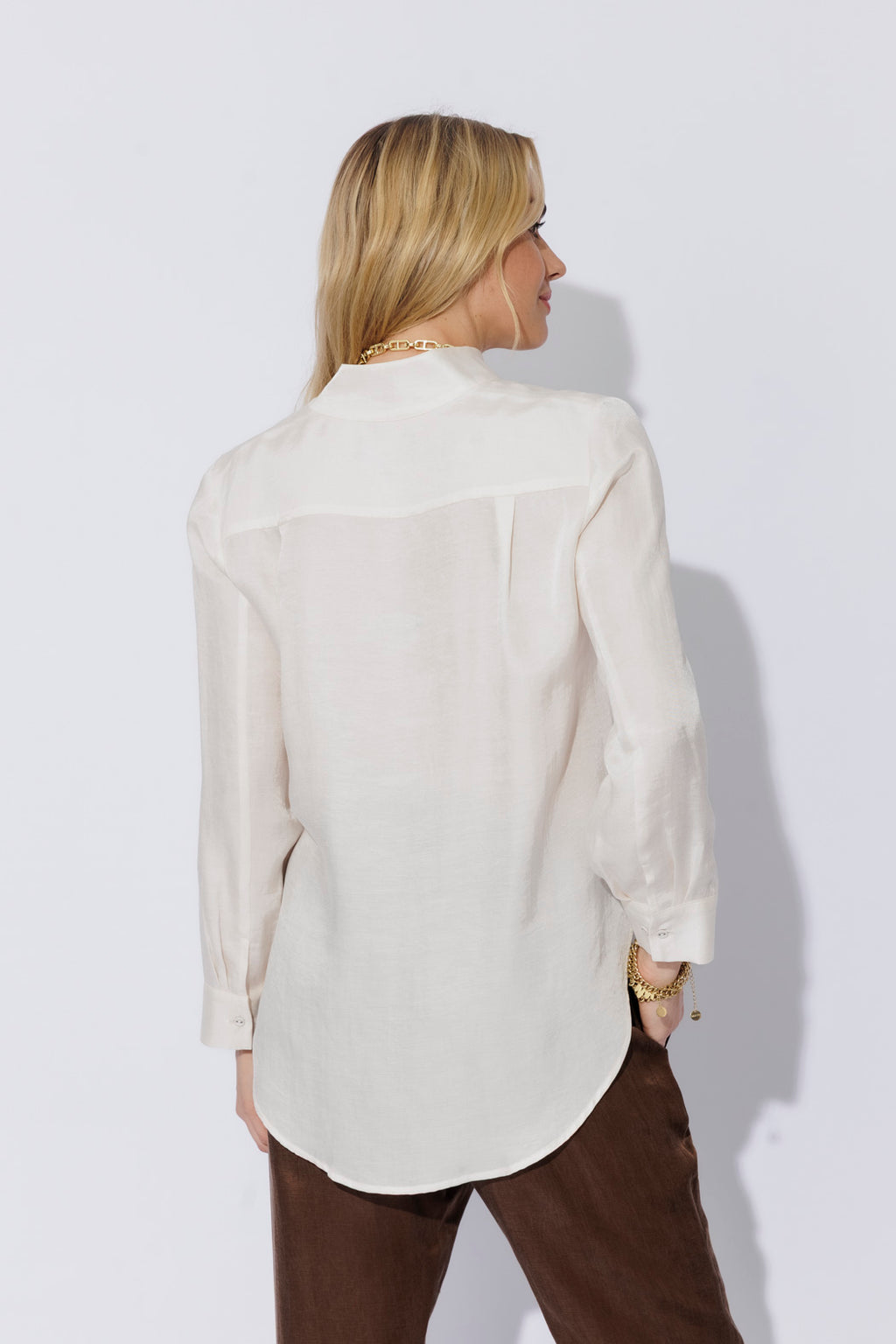 Ivory Cupro/Linen Milan Blogger Shirt