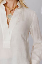 Ivory Cupro/Linen Milan Blogger Shirt