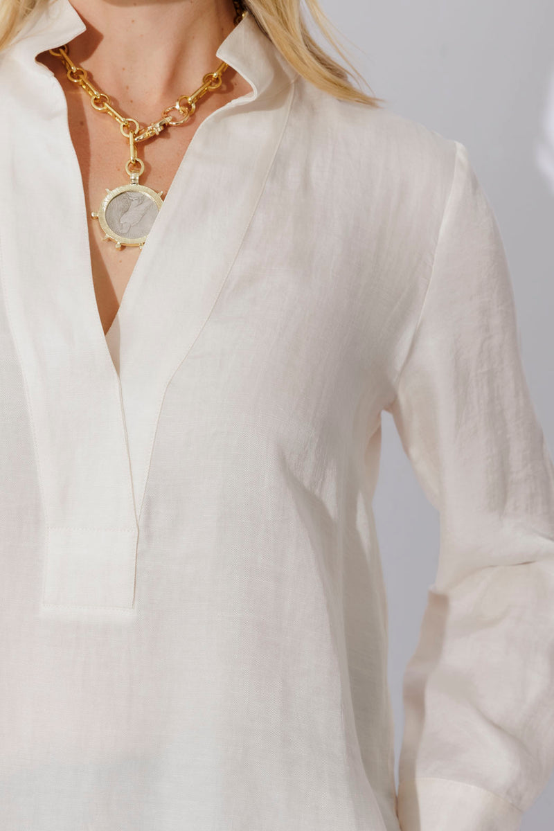 Ivory Cupro/Linen Milan Blogger Shirt