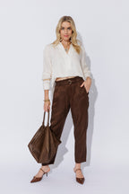 Ivory Cupro/Linen Milan Blogger Shirt