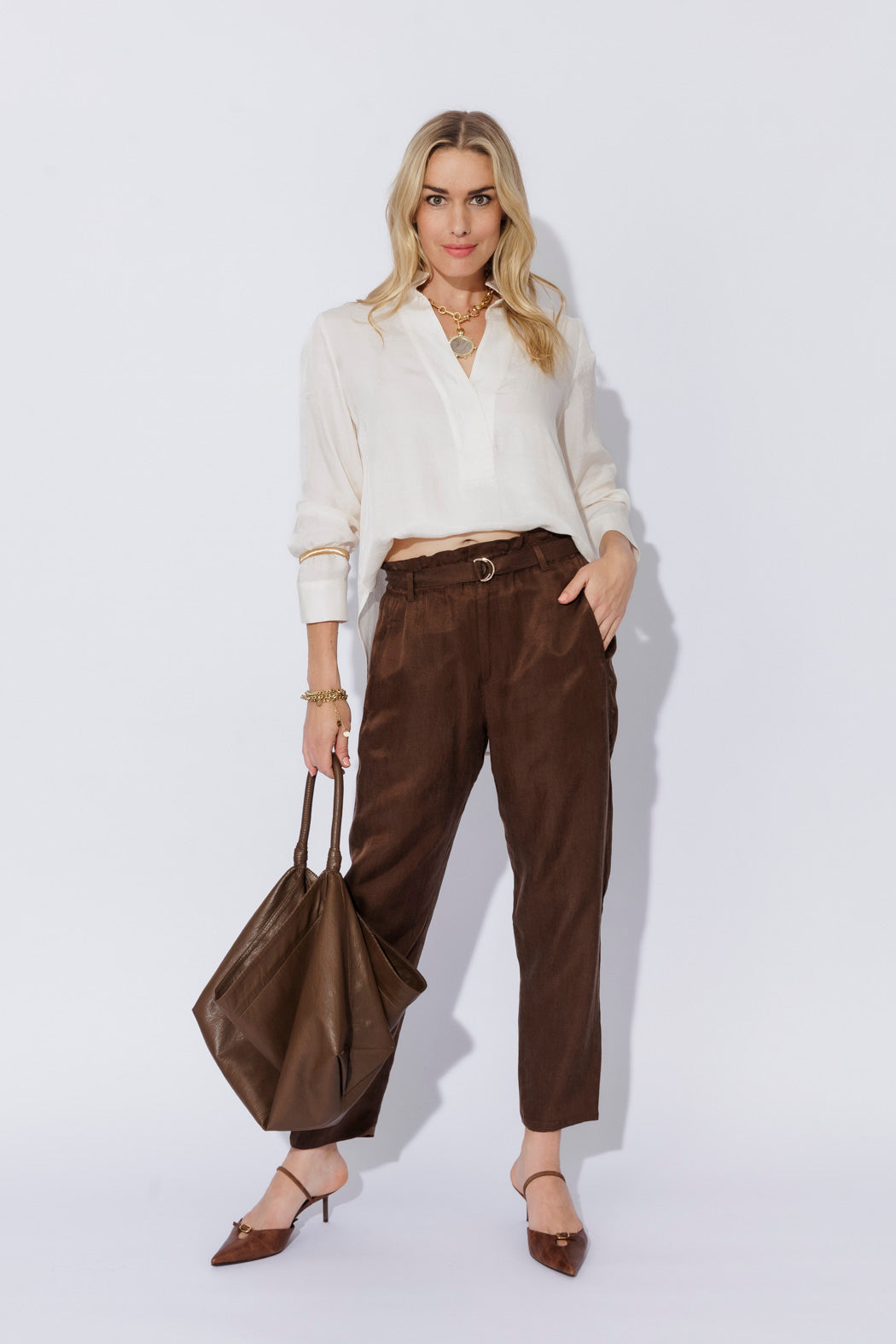 Ivory Cupro/Linen Milan Blogger Shirt